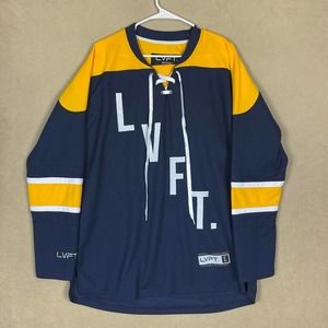LVFT Live Fit Official Licensed Hockey Jersey Mens L‎ Blue Long Sleeve Oversized